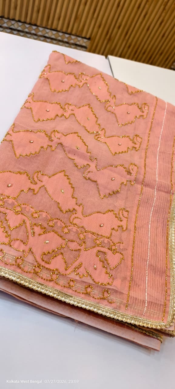 Handcrafted Kardana Jamdani Saree with Karchupi Work