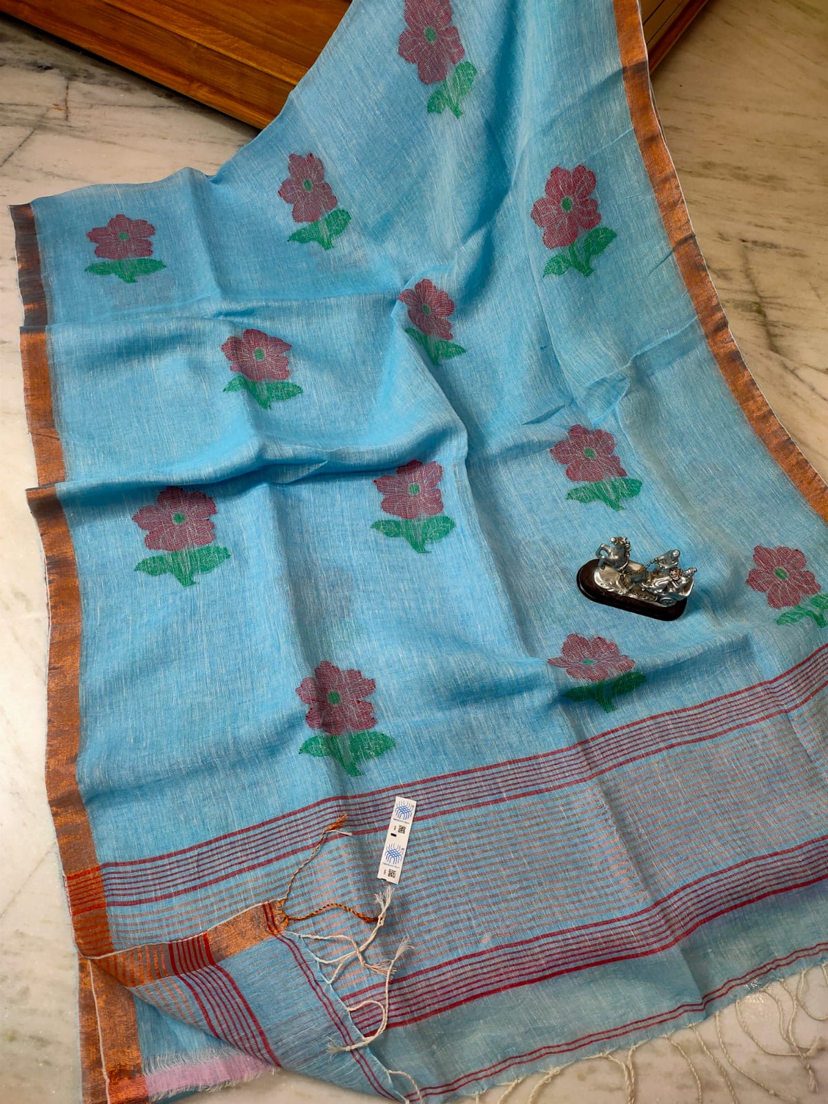 Linen jamdani saree A Rosy affair