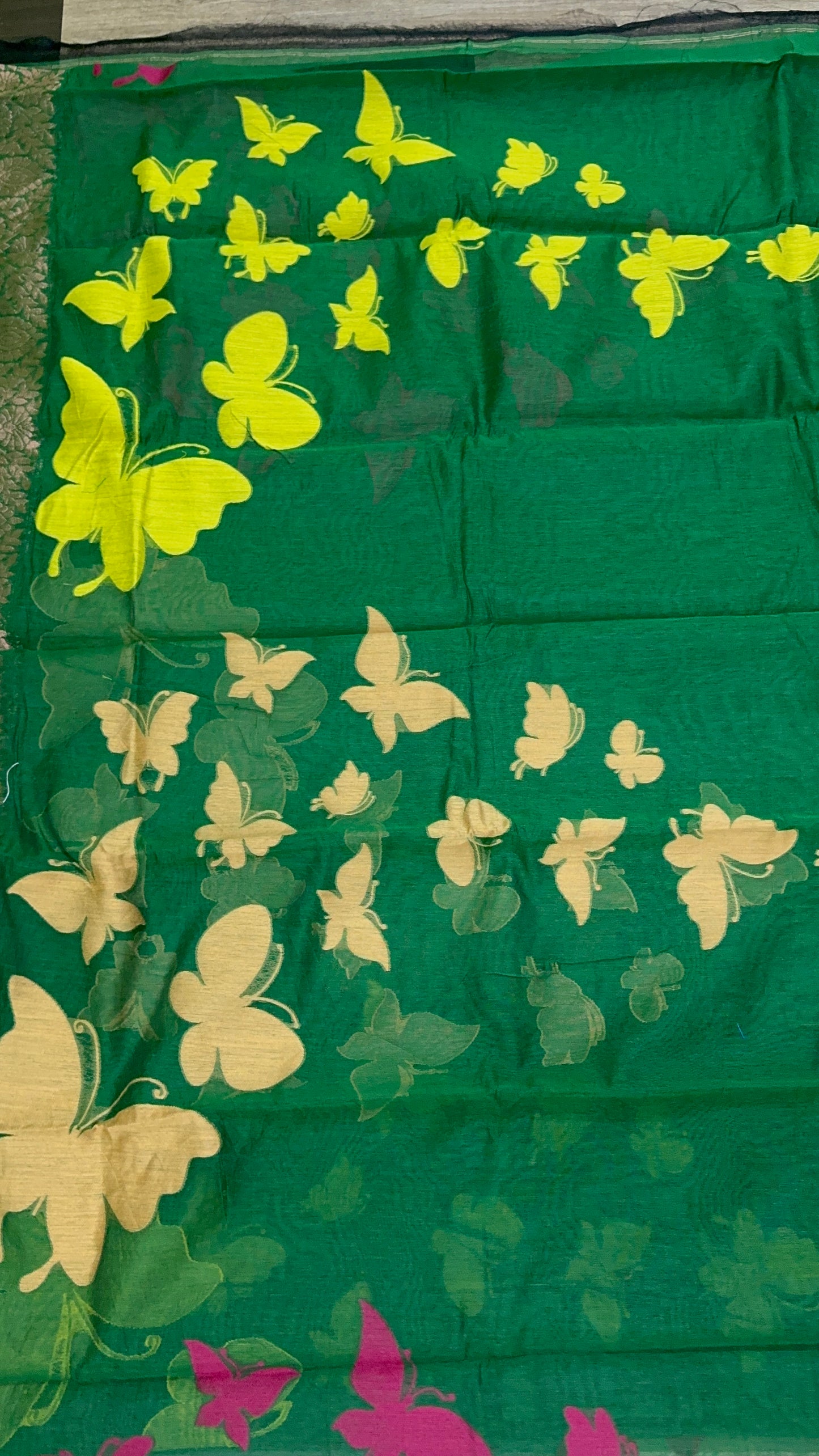Bottle green butterfly 🦋 jamdani