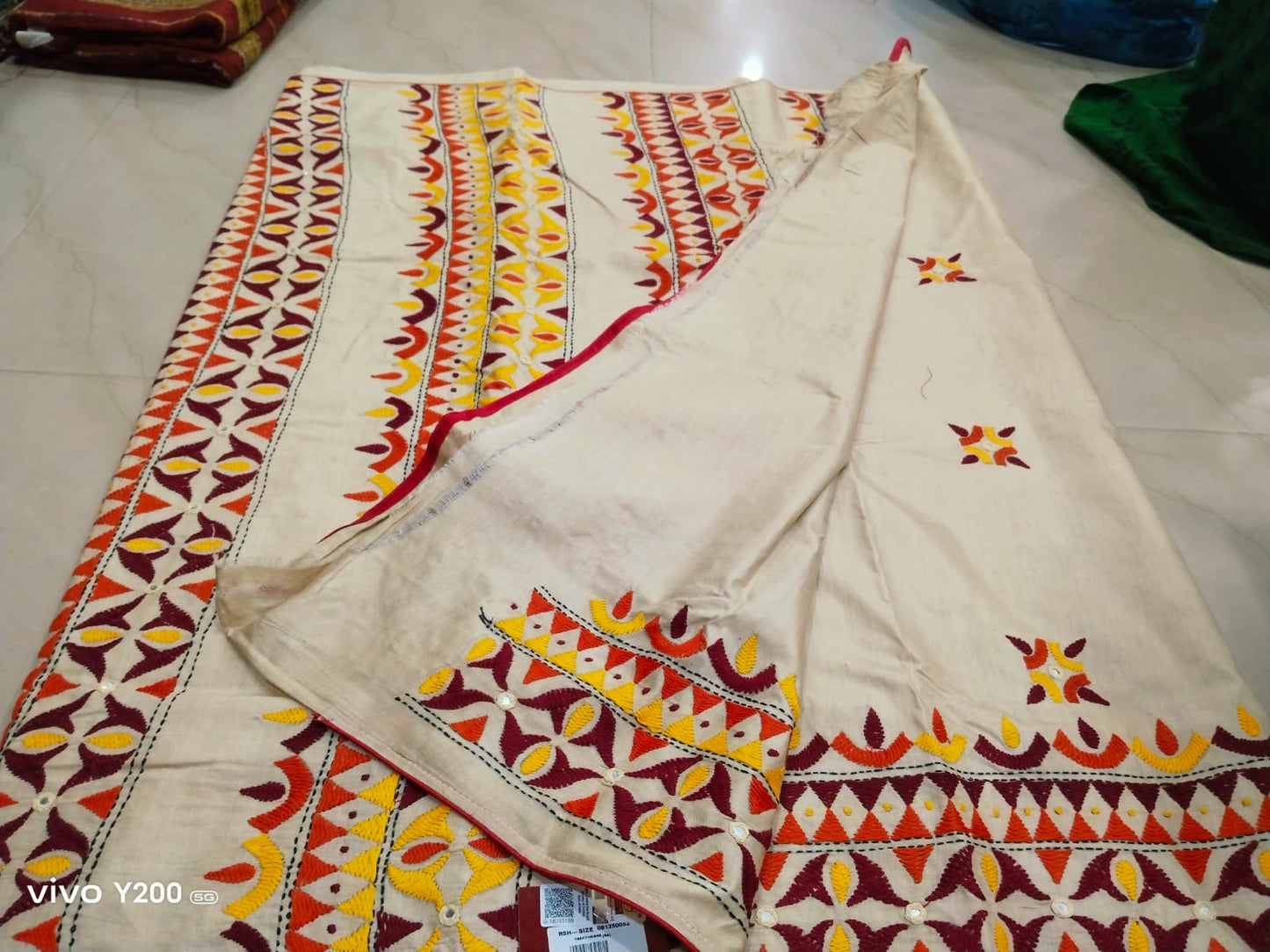 Kathiya work on Gachi tussar saree//Silk mark certified
