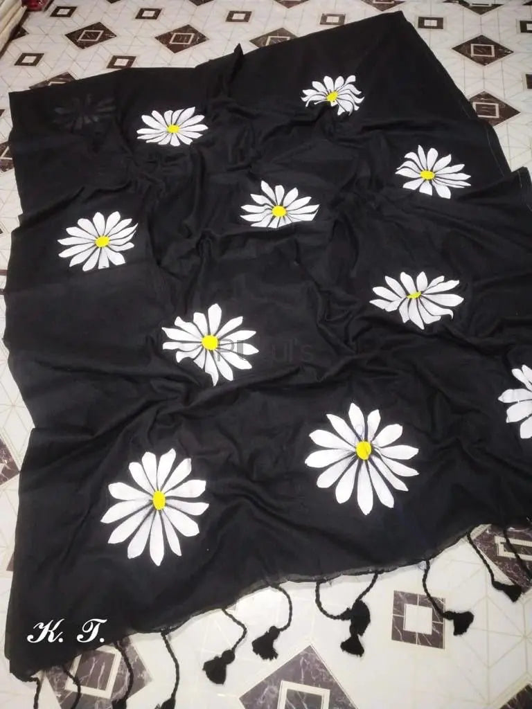 Khadi cotton saree handpainting saree chandramallika Putul's Fashion