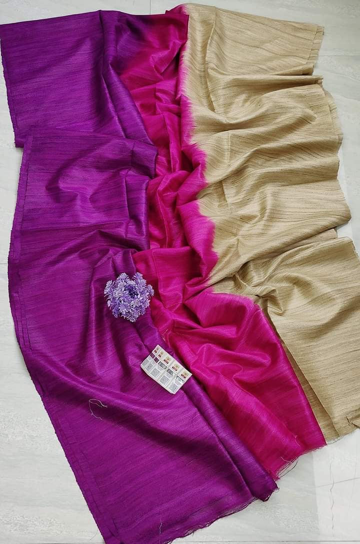 3D Tussar Gicha saree with silk mark certified - Tussar saree