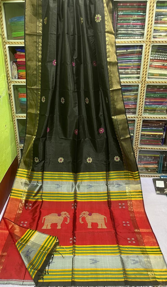 multicolour Bishnupur silk saree Kalakshetra design