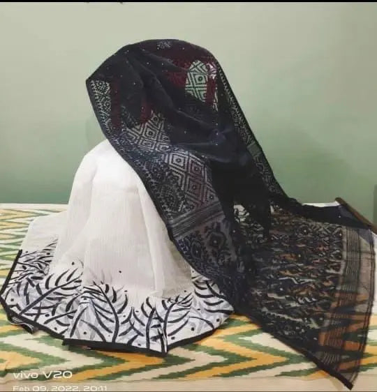 Handpaint Jamdani saree Putul's Fashion