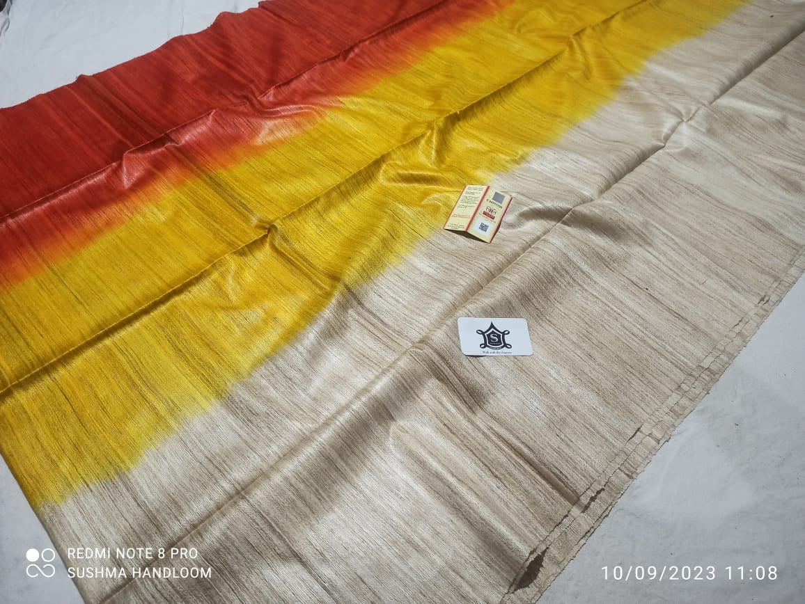 3D Tussar saree Gicha print with silk mark - Putul's Fashion