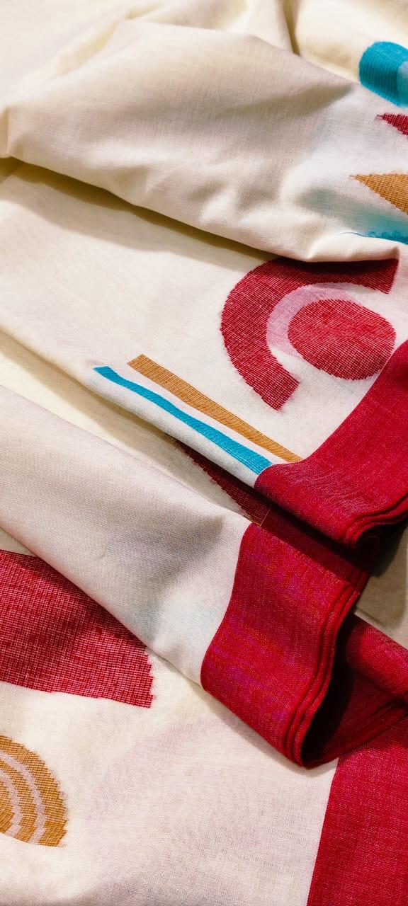 Premium quality cotton Jamdani saree for puja BP