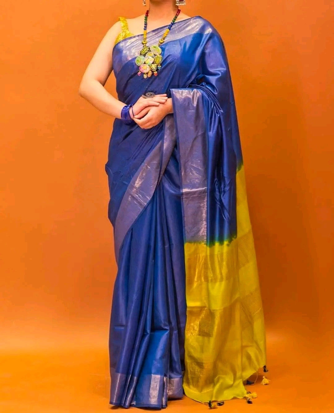 Zari border tussar silk