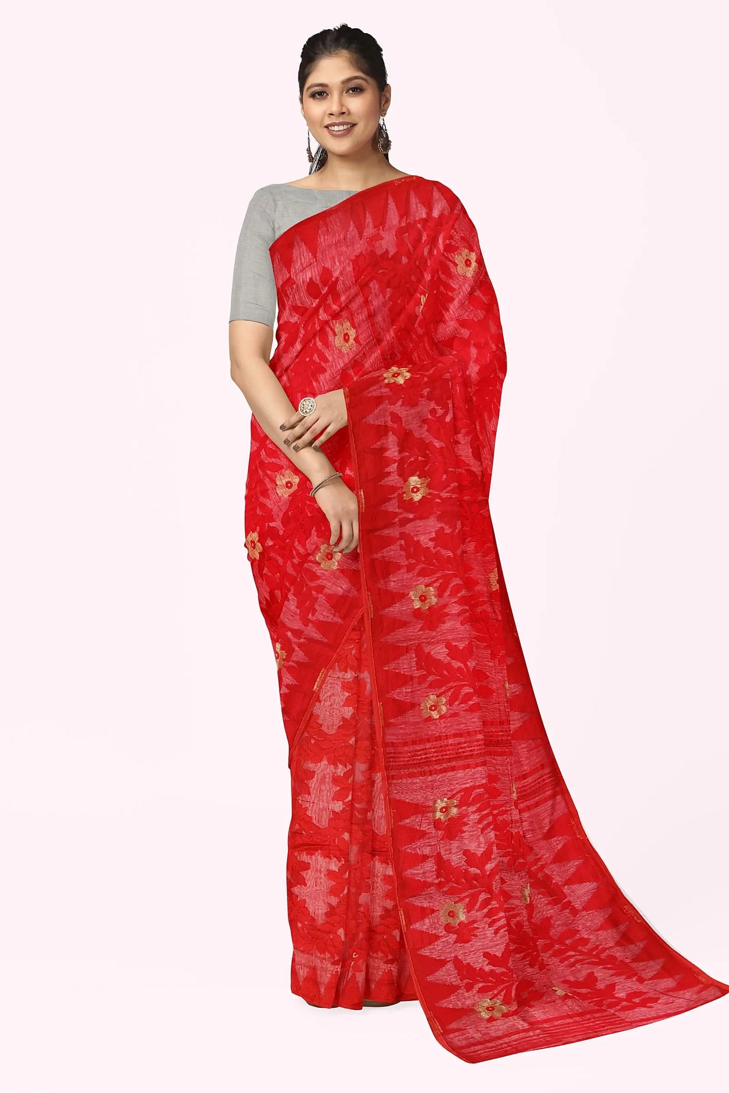 Bengal Jamdani Khejur Red