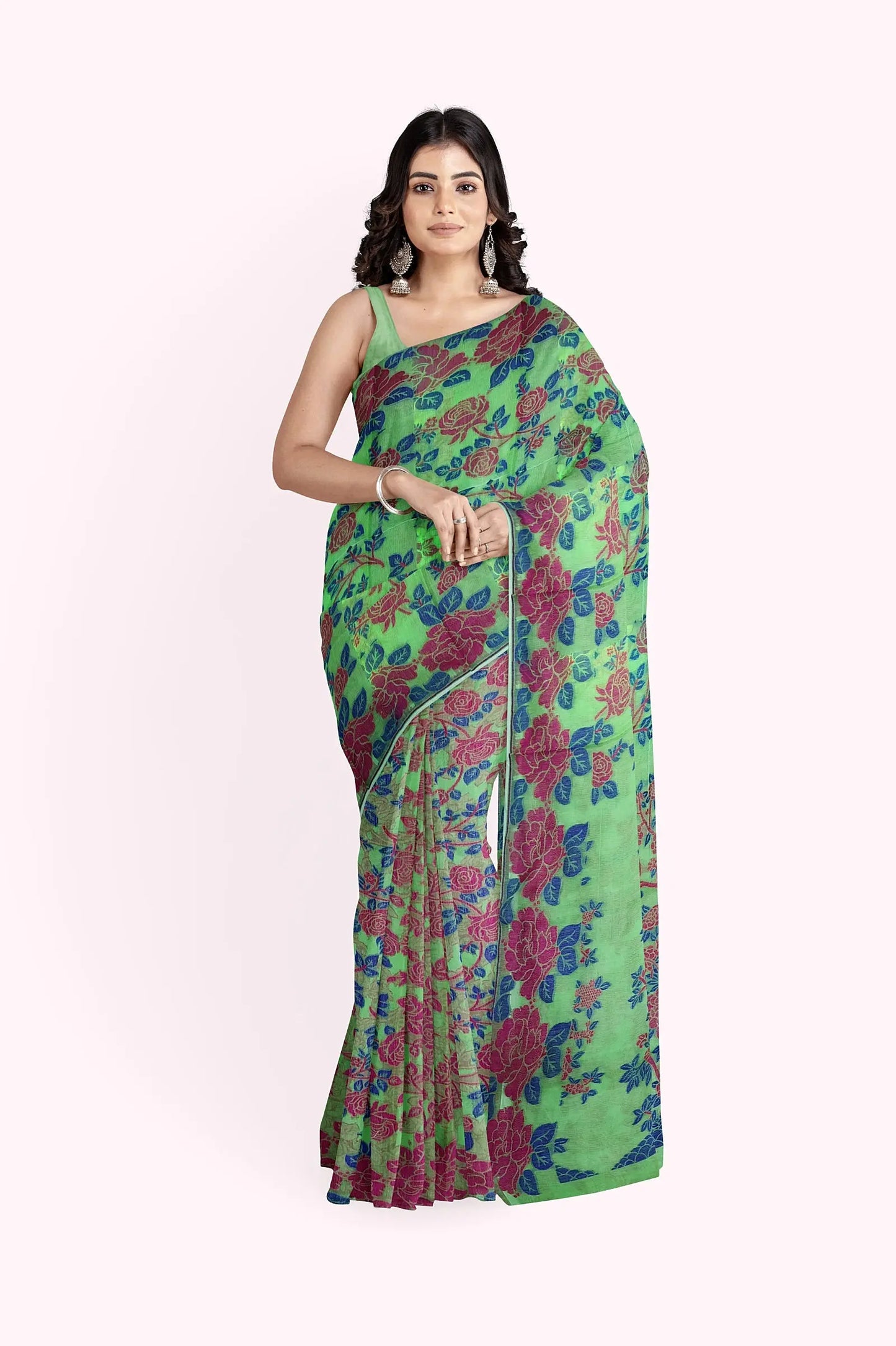 Bengal Jamdani Golap lata Green