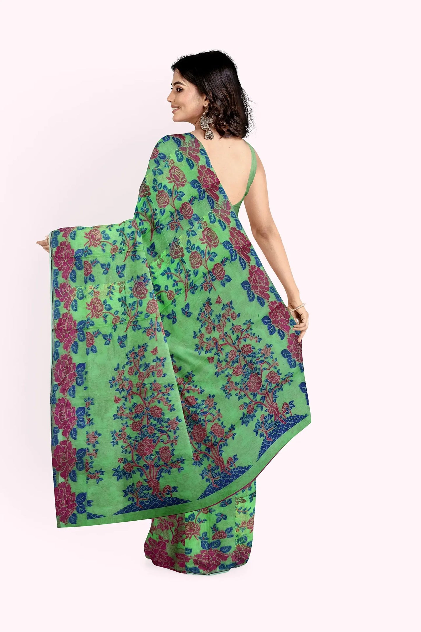 Bengal dhakai Jamdani green PUTULS fashion