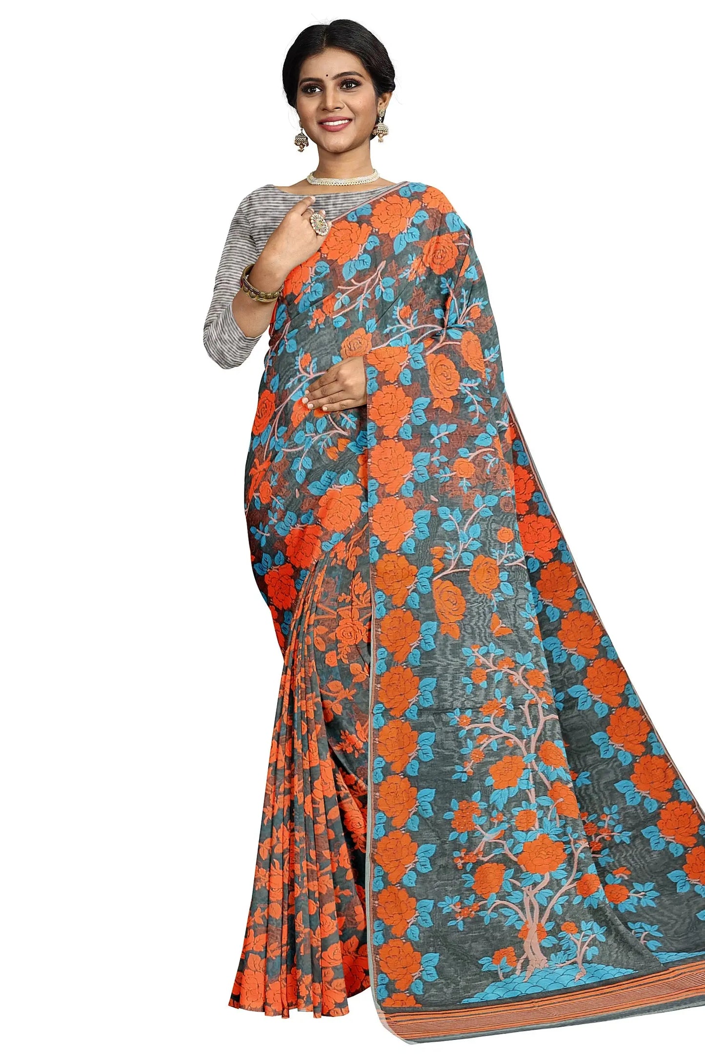 Bengal Jamdani Golap lata Ash