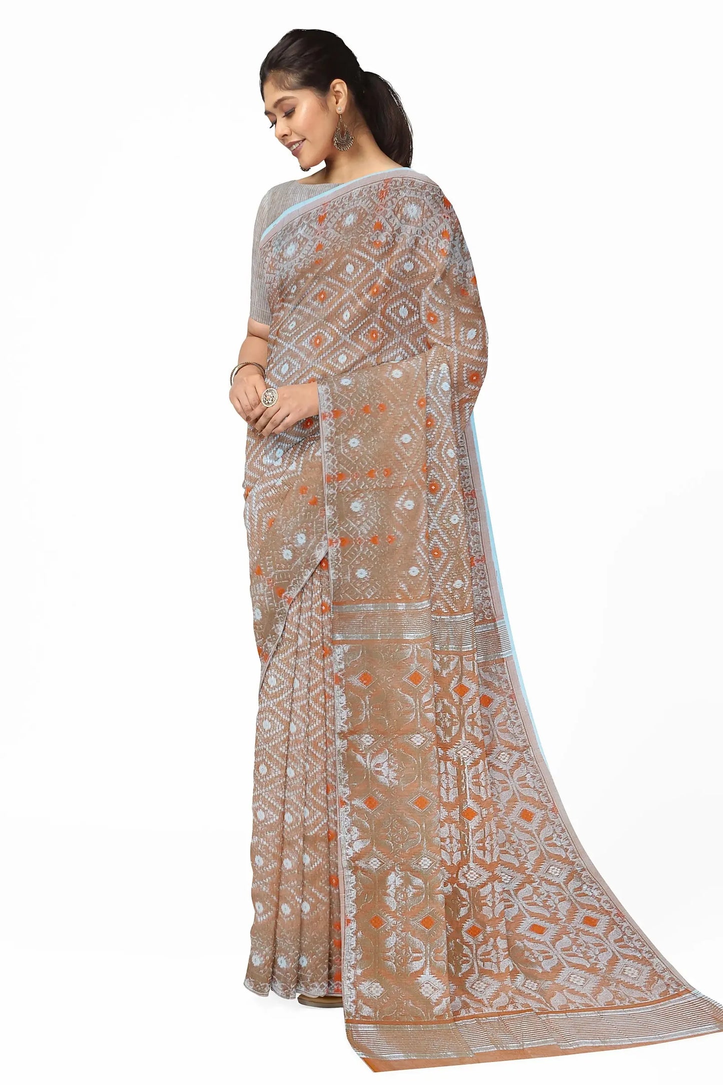 Bengal Jamdani Trishul Orange