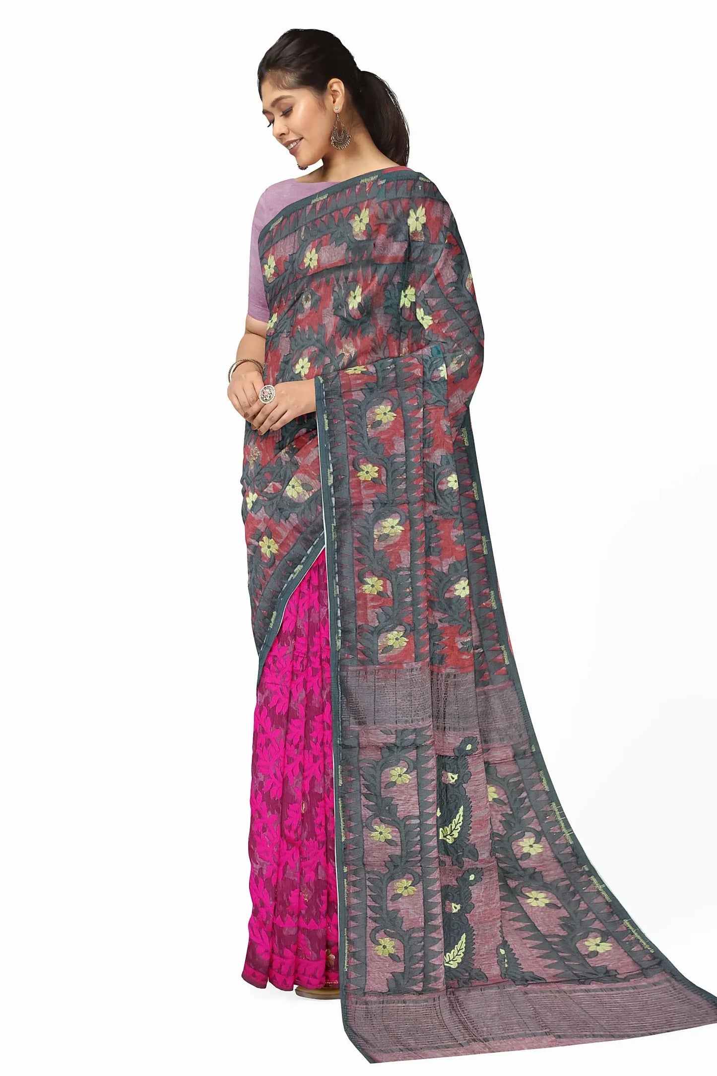 Bengal Kolka Jamdani Black Rani