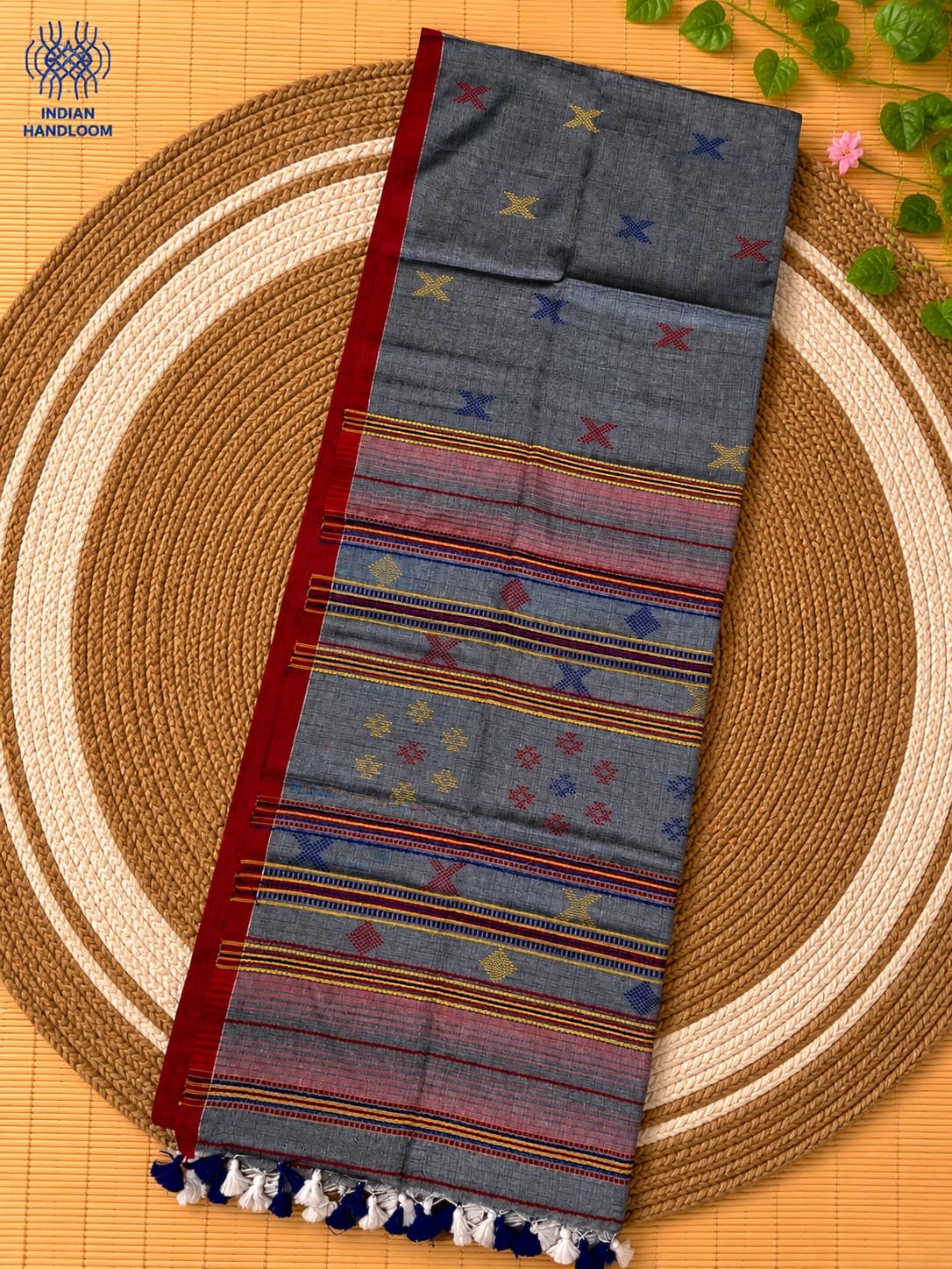 Cotton Tissue Bhujodi Saree with Motif Detail