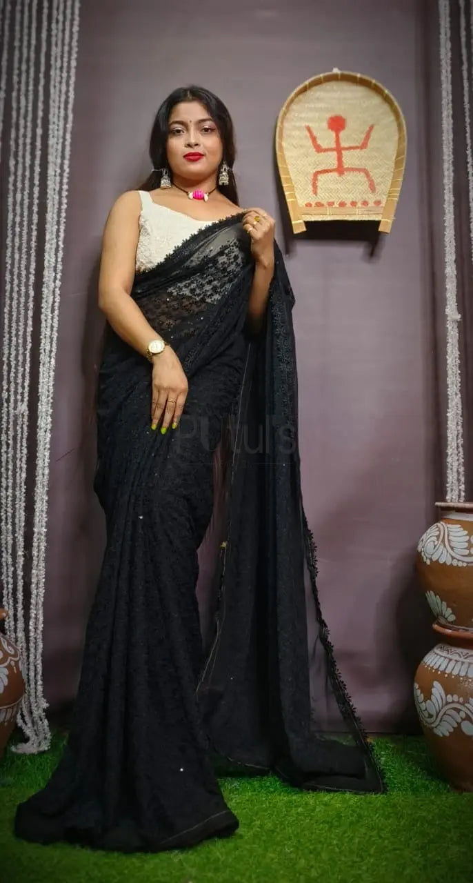 Chikonkari work Saree A new taste of elegance Putul's Fashion