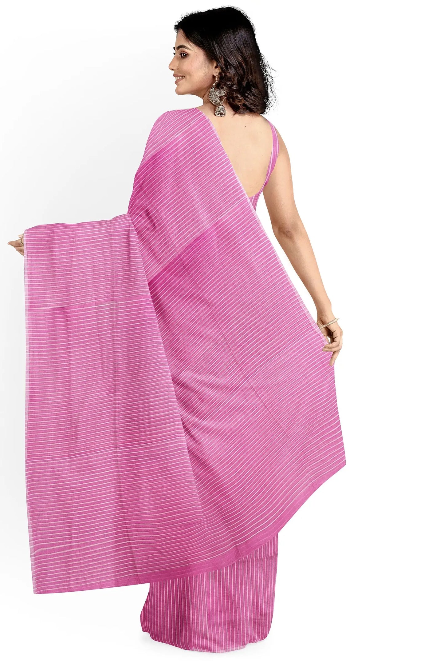 Cotton saree mini checks baby pink Putul's fashion