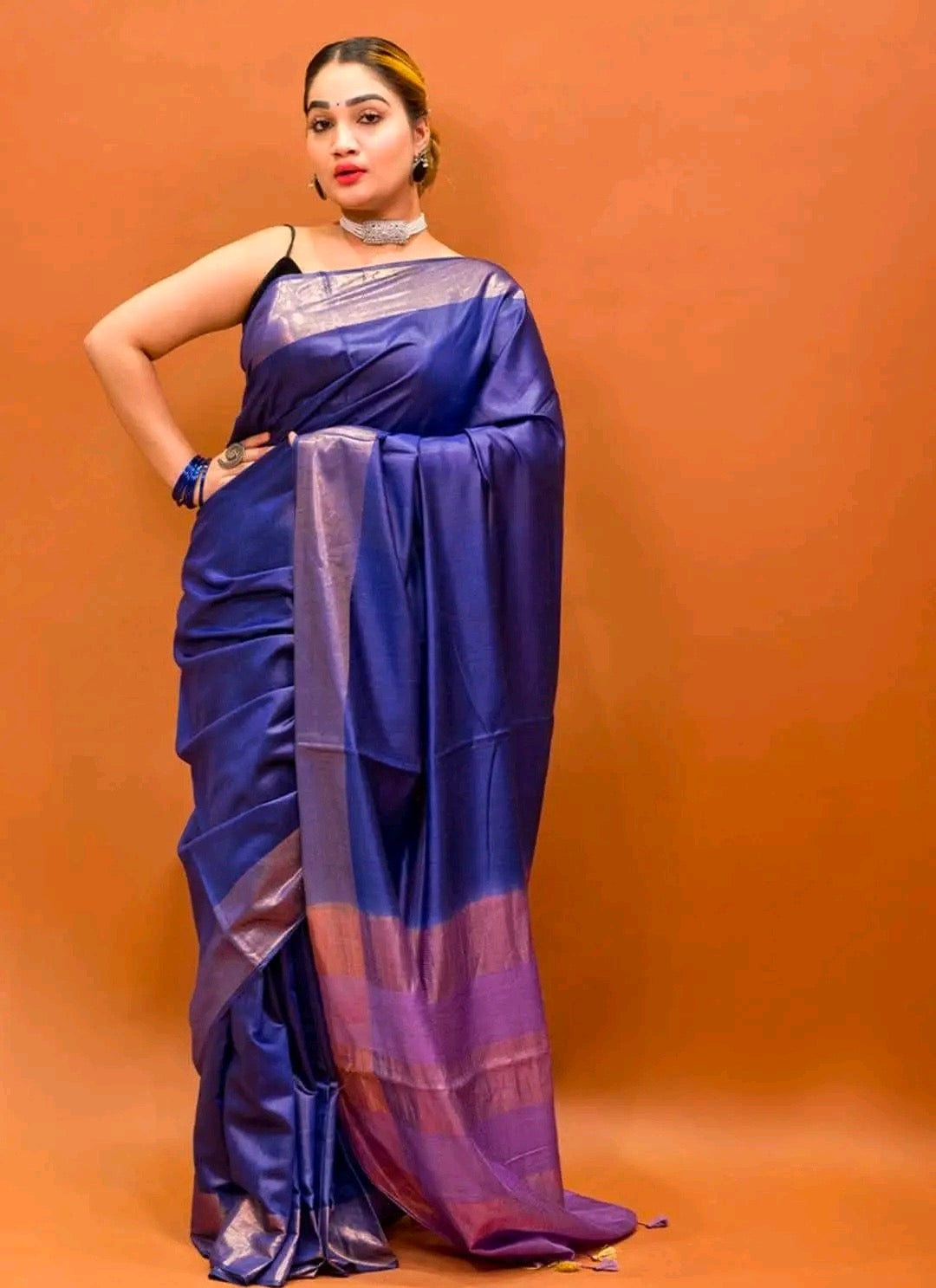Zari border tussar silk