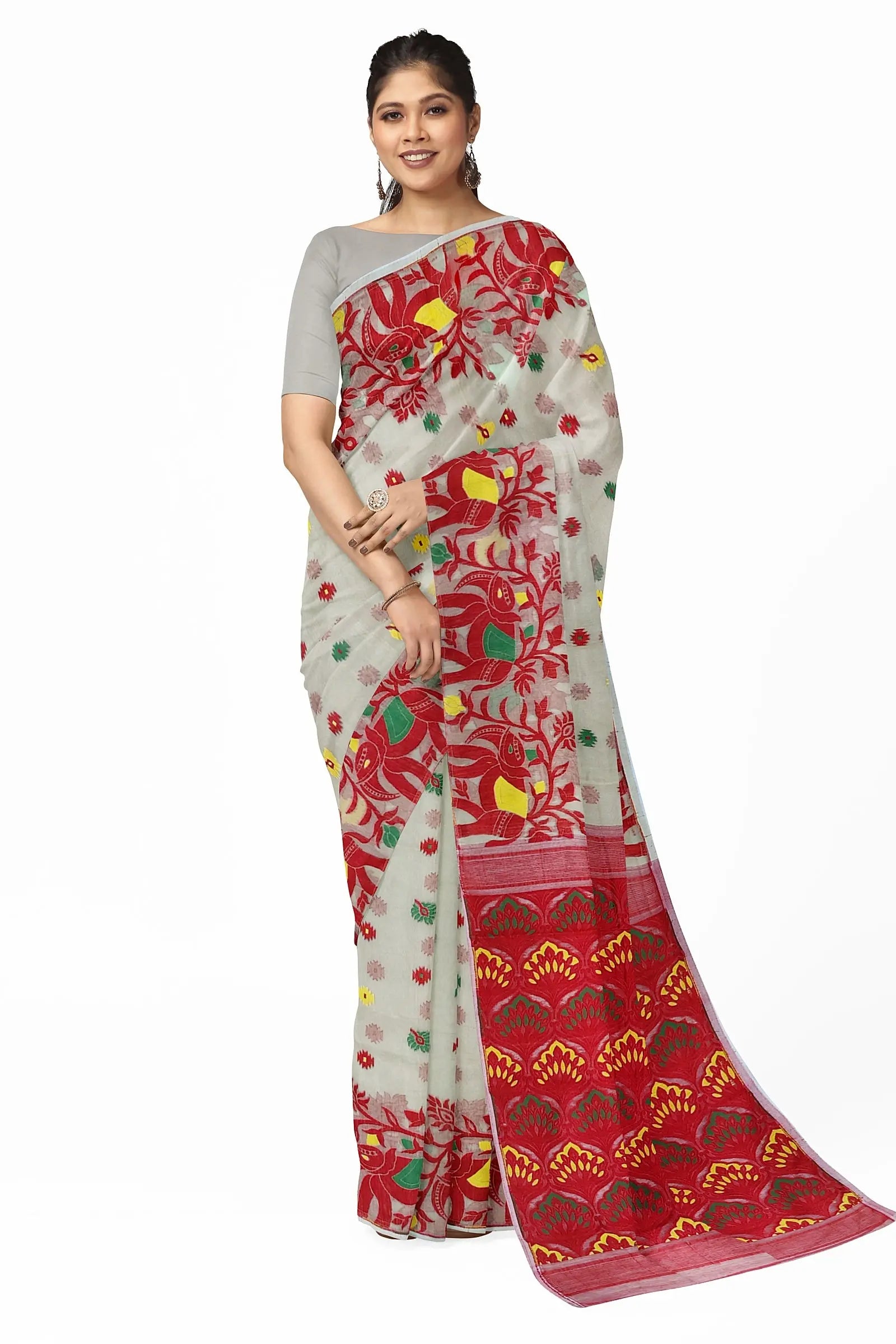 Dhakai jamdani Resham saree soft saree designer saree handwoven saree Elephant jamdani Putul's fashion