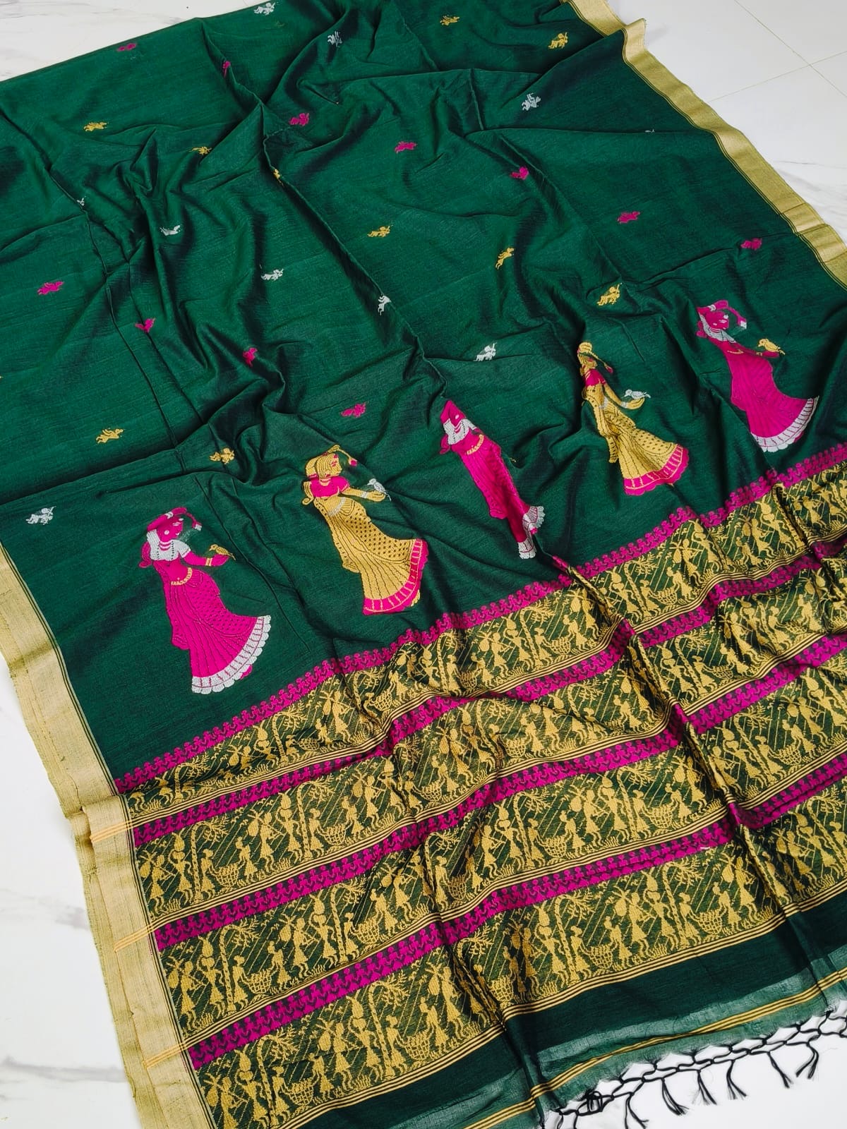 Cotton jamdani saree Baluchori motif