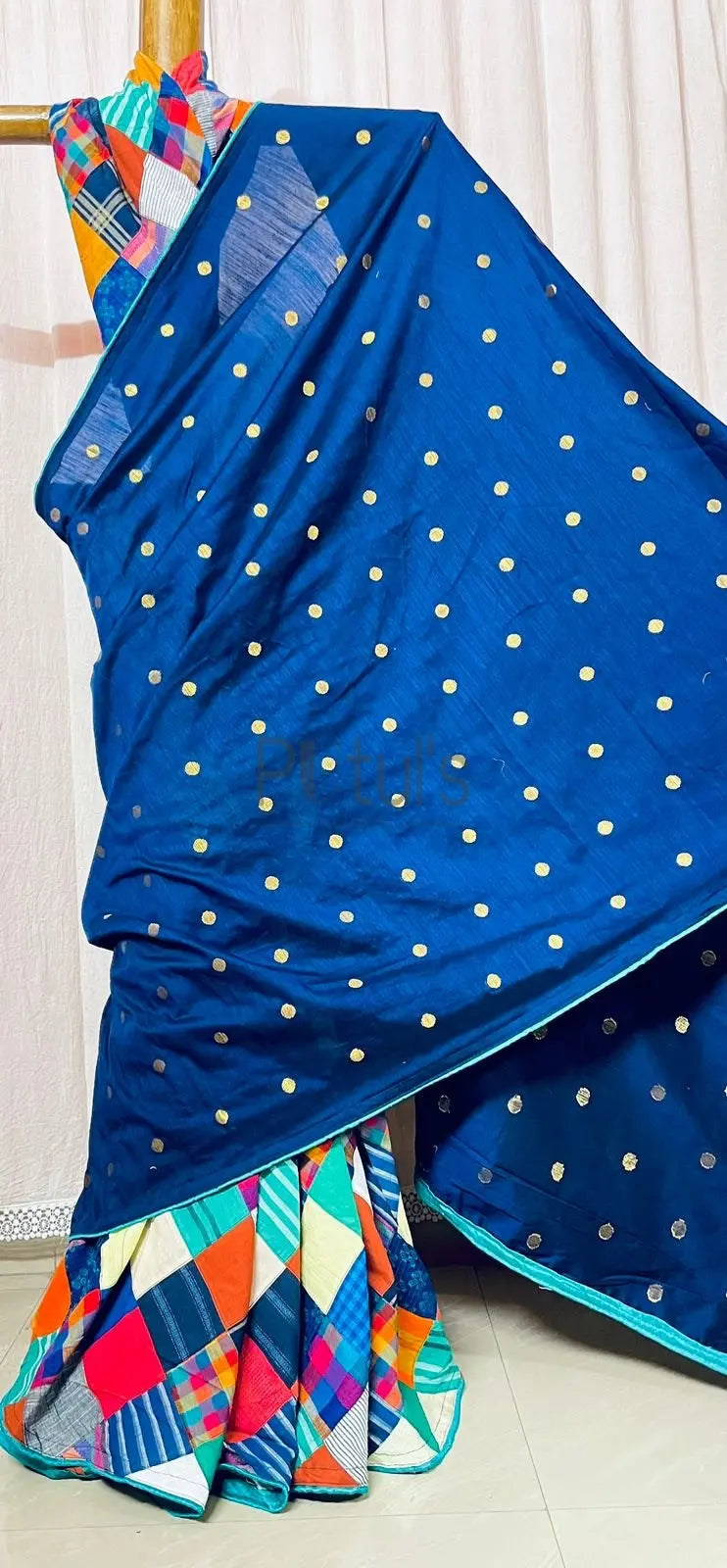 Fusion saree handloom cotton silk and patchwork Bengali Art Putul's Fashion