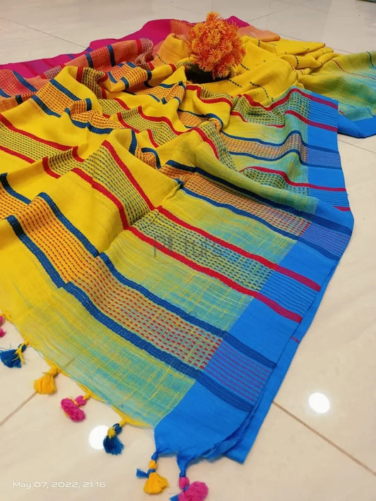 Ganga Yamuna border ikkat cotton saree Putul's Fashion