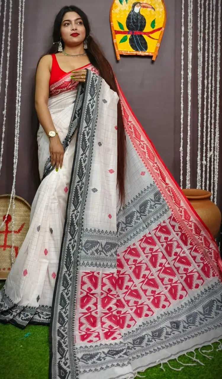 Ganga yamuna border cotton ikkat jamdani Putul's fashion
