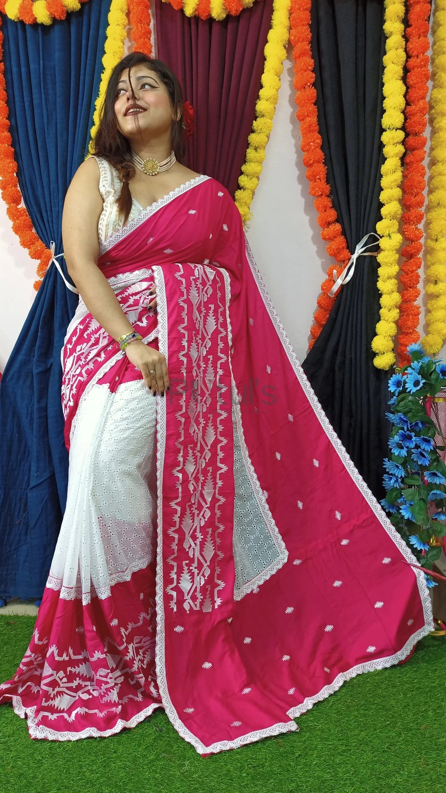 Hakoba Cotton fusion saree Putul's Fashion