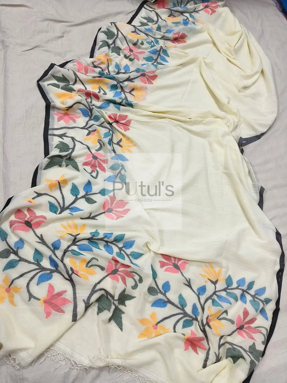 Hand made Cotton Jamdani saree Putul's Fashion
