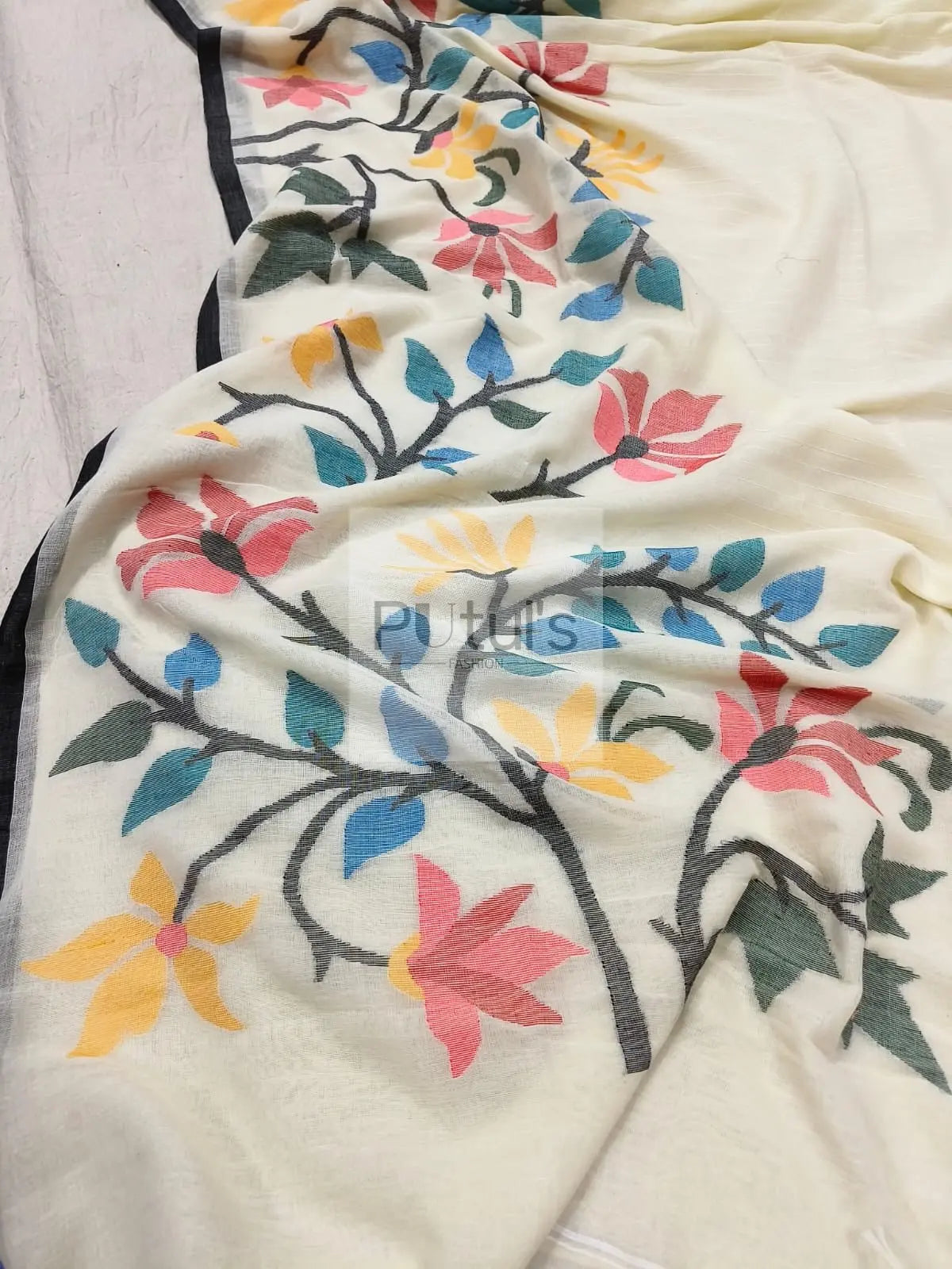Hand made Cotton Jamdani saree Putul's Fashion