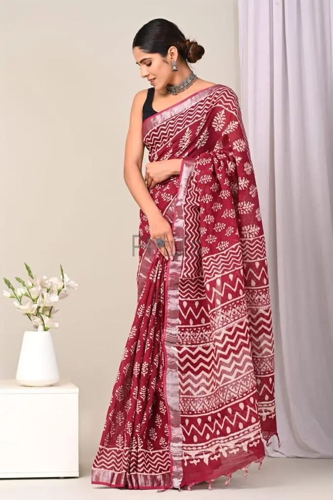 Jaipur Linen saree with blouse piece Putul's Fashion