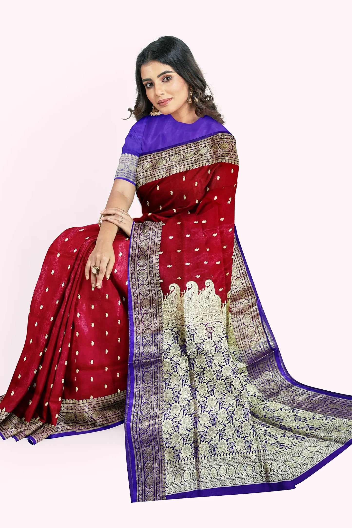 Benarasi Stone Katan Red