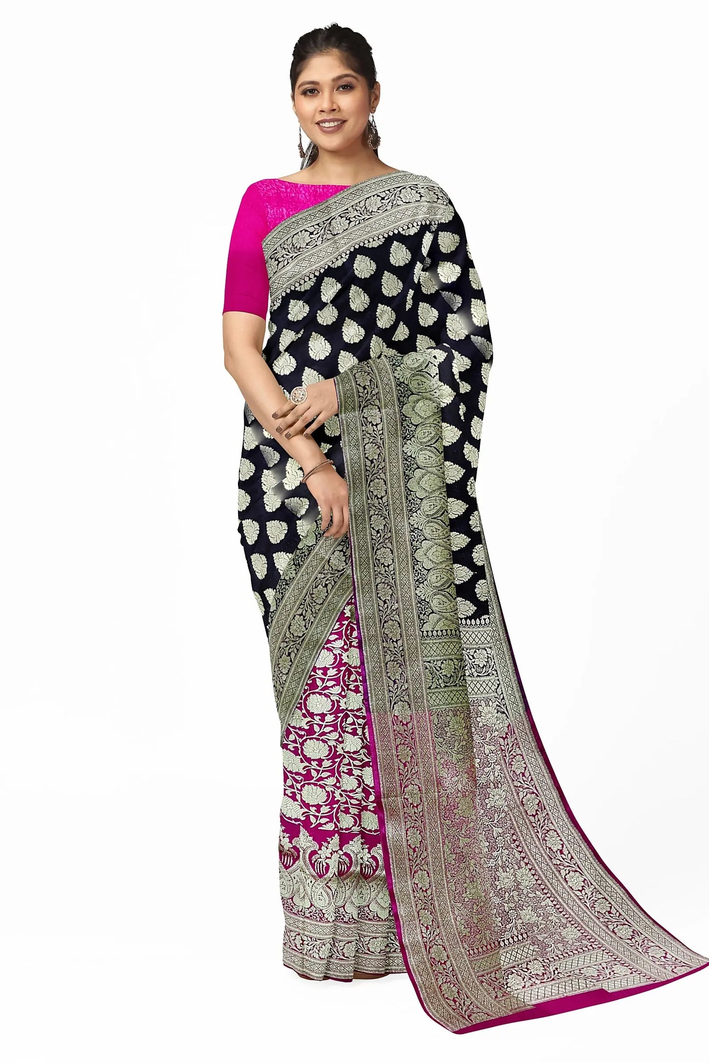 Katan benarasi silk black rani Putul's fashion