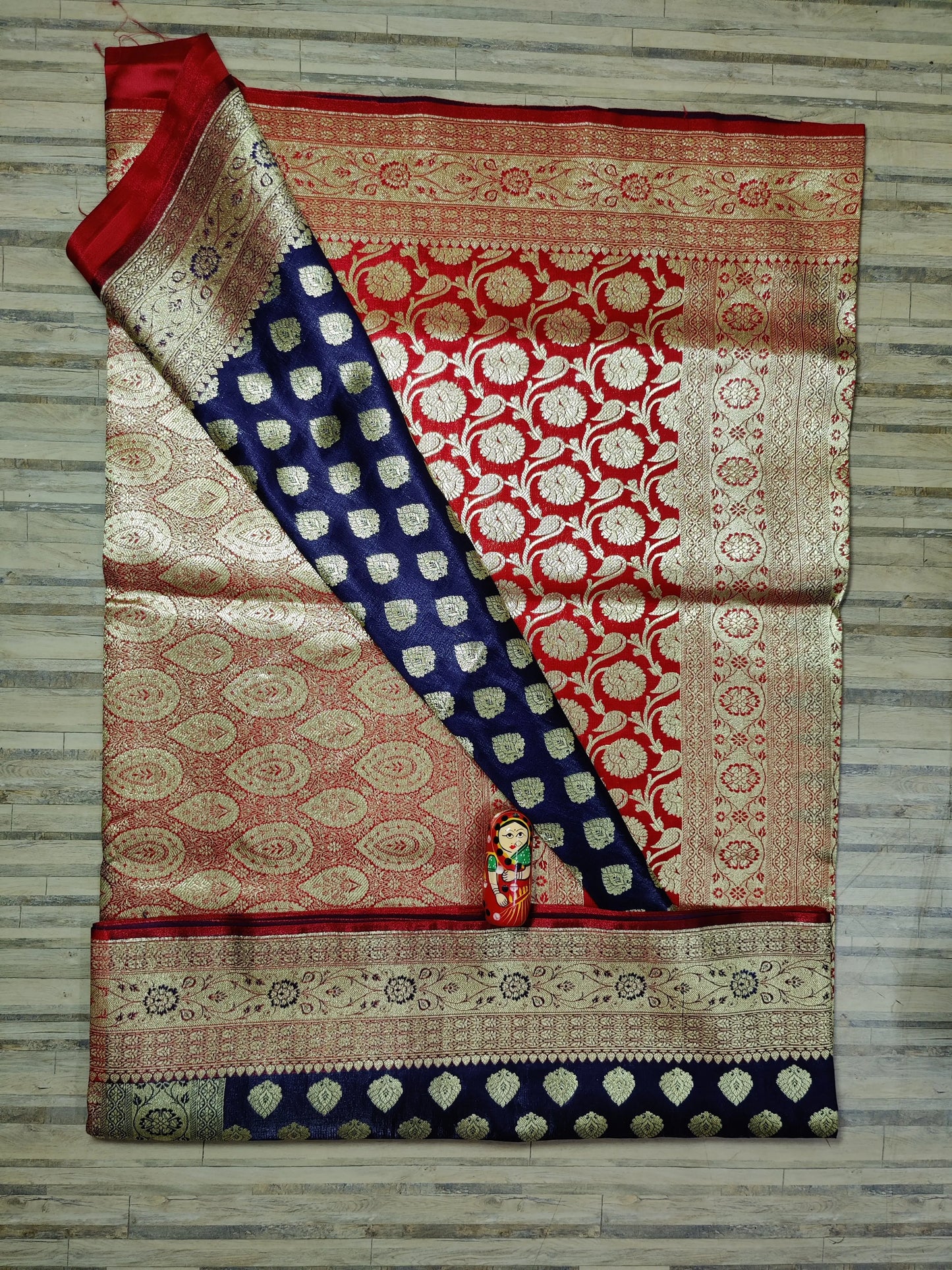 Katan benarasi silk navy red Putul's fashion