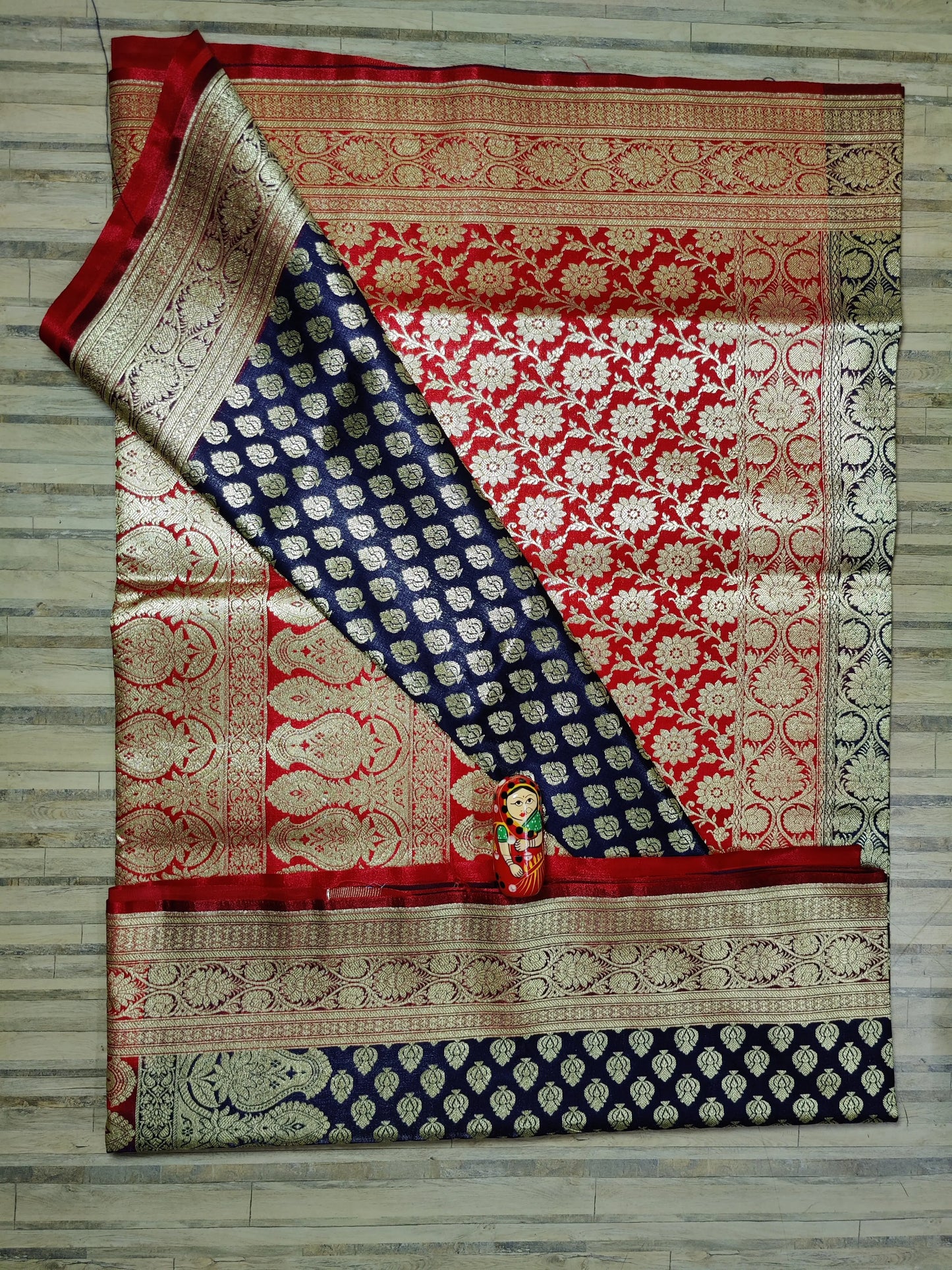 Katan benarasi silk navy red Putul's fashion