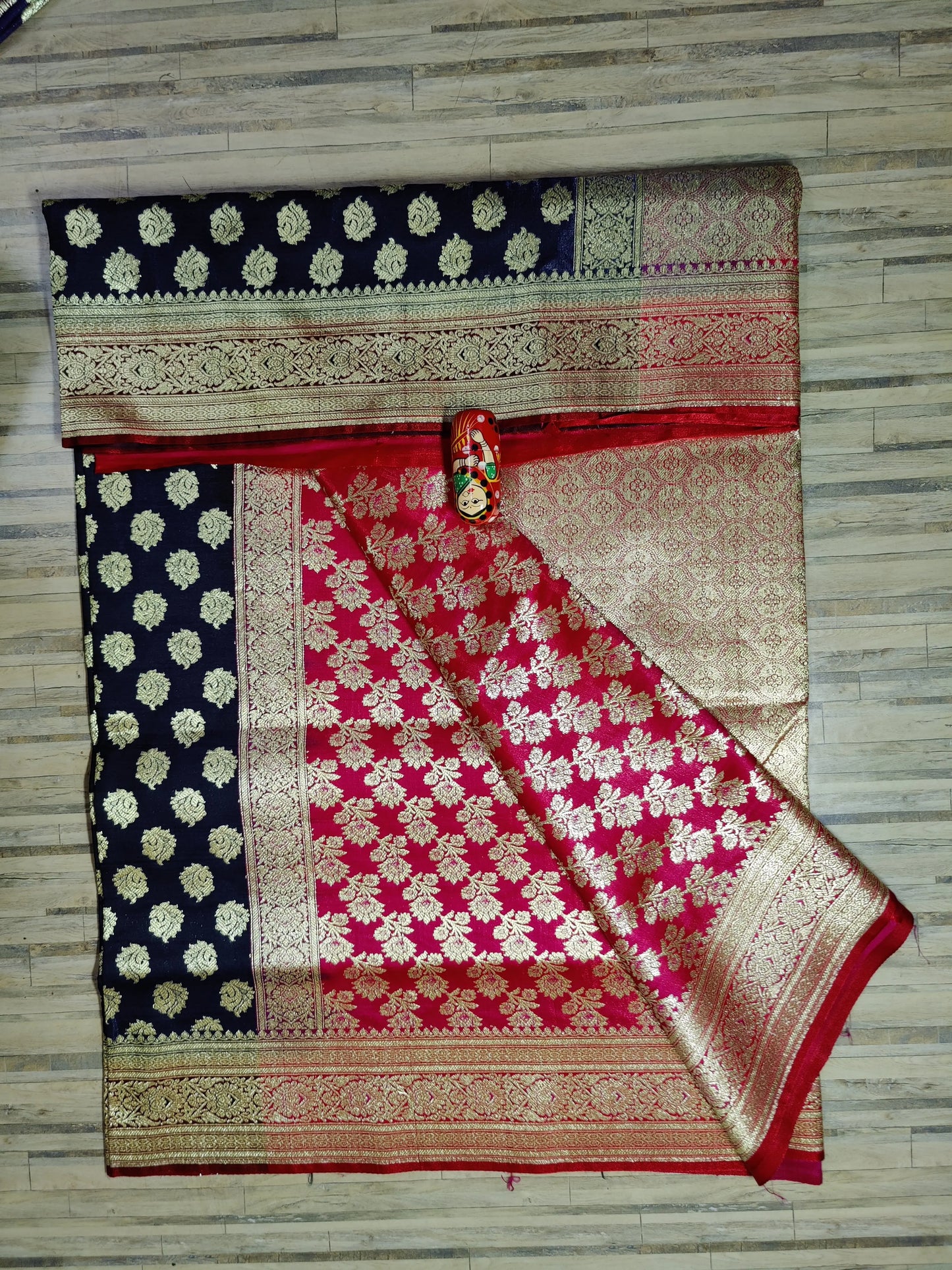 Katan benarasi silk navy red Putul's fashion