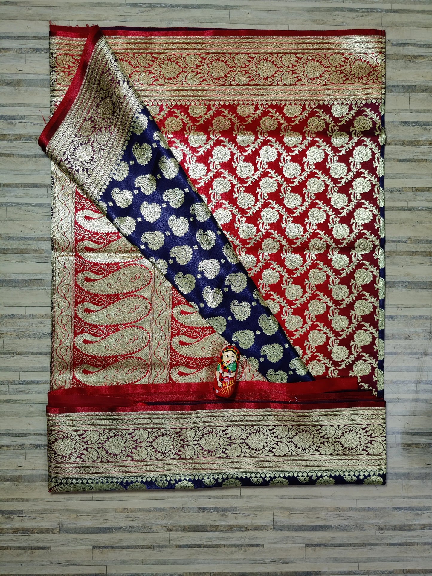 Katan benarasi silk navy red Putul's fashion