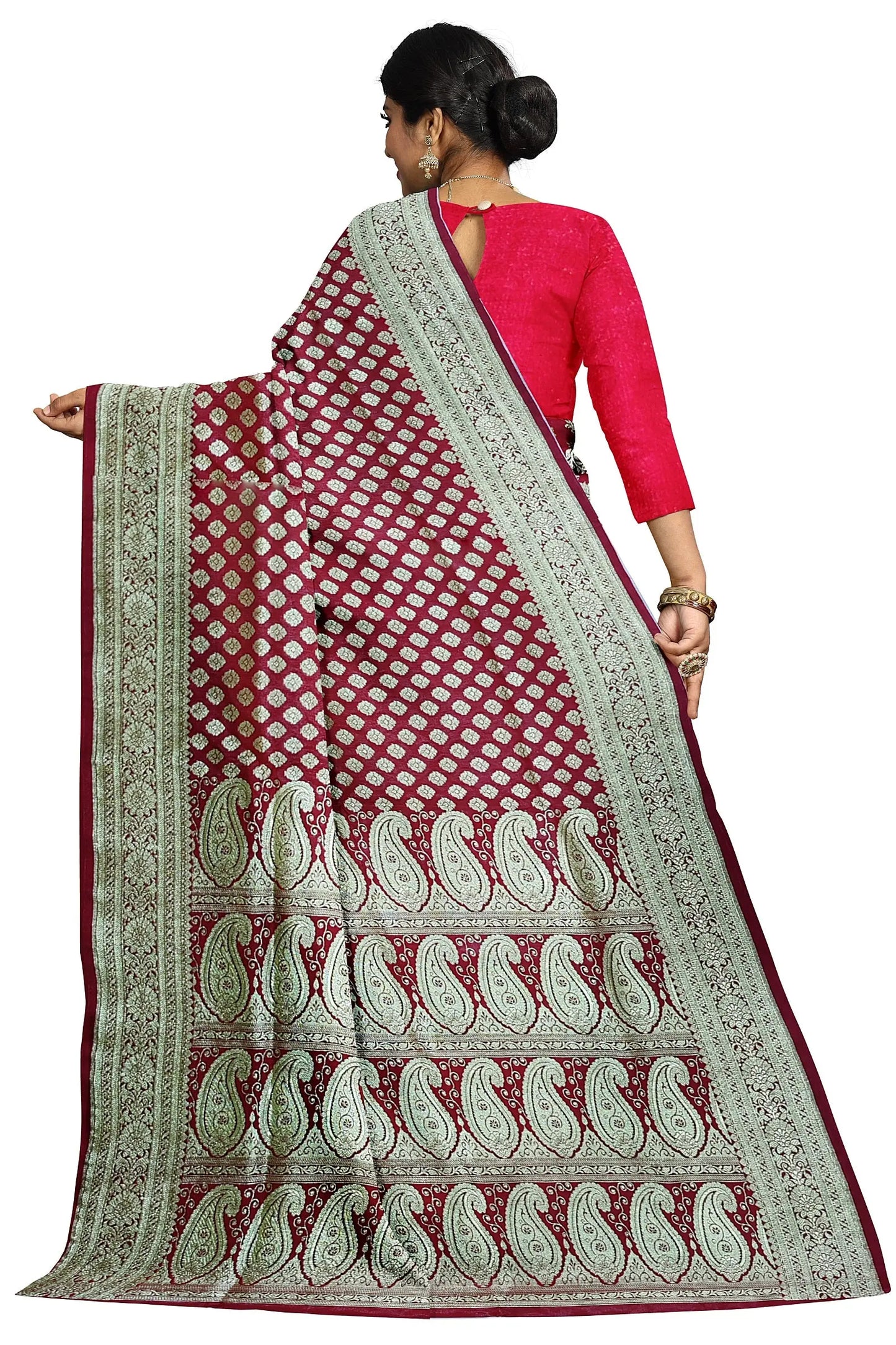 Red party wear saree Putul's fashion