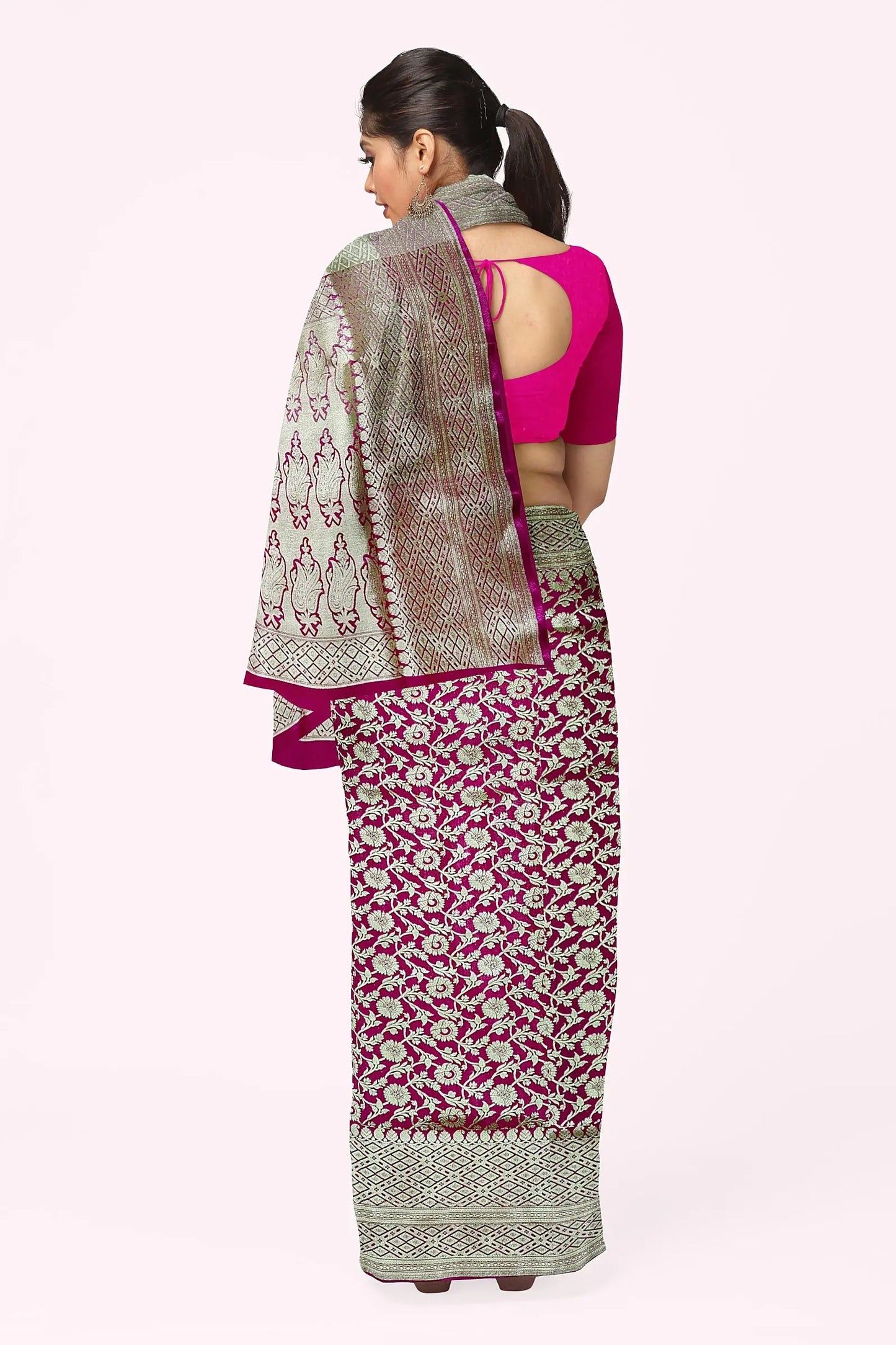 Katan benarasi silk saree white Rani Putul's fashion
