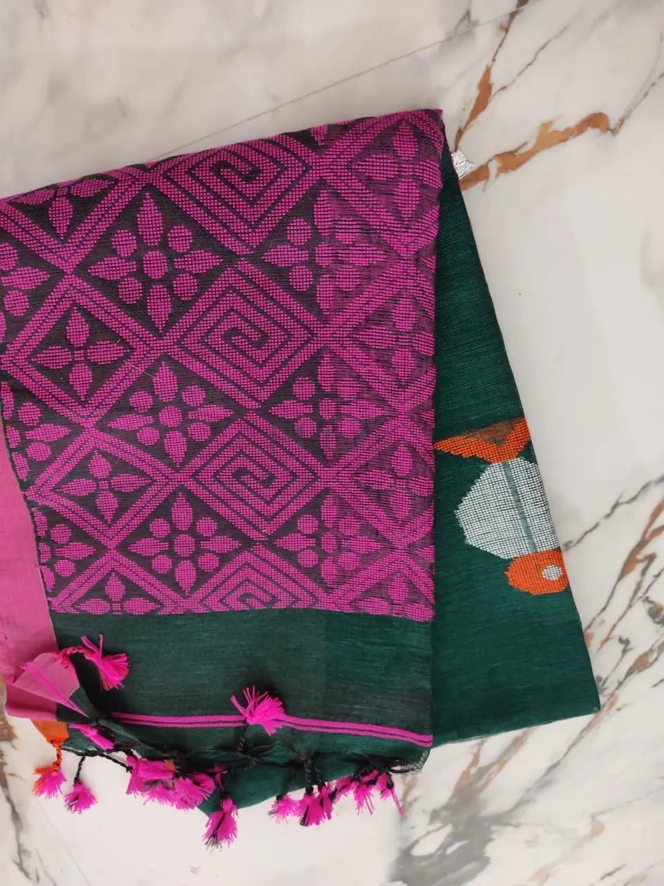 Linen bird saree Putul's Fashion