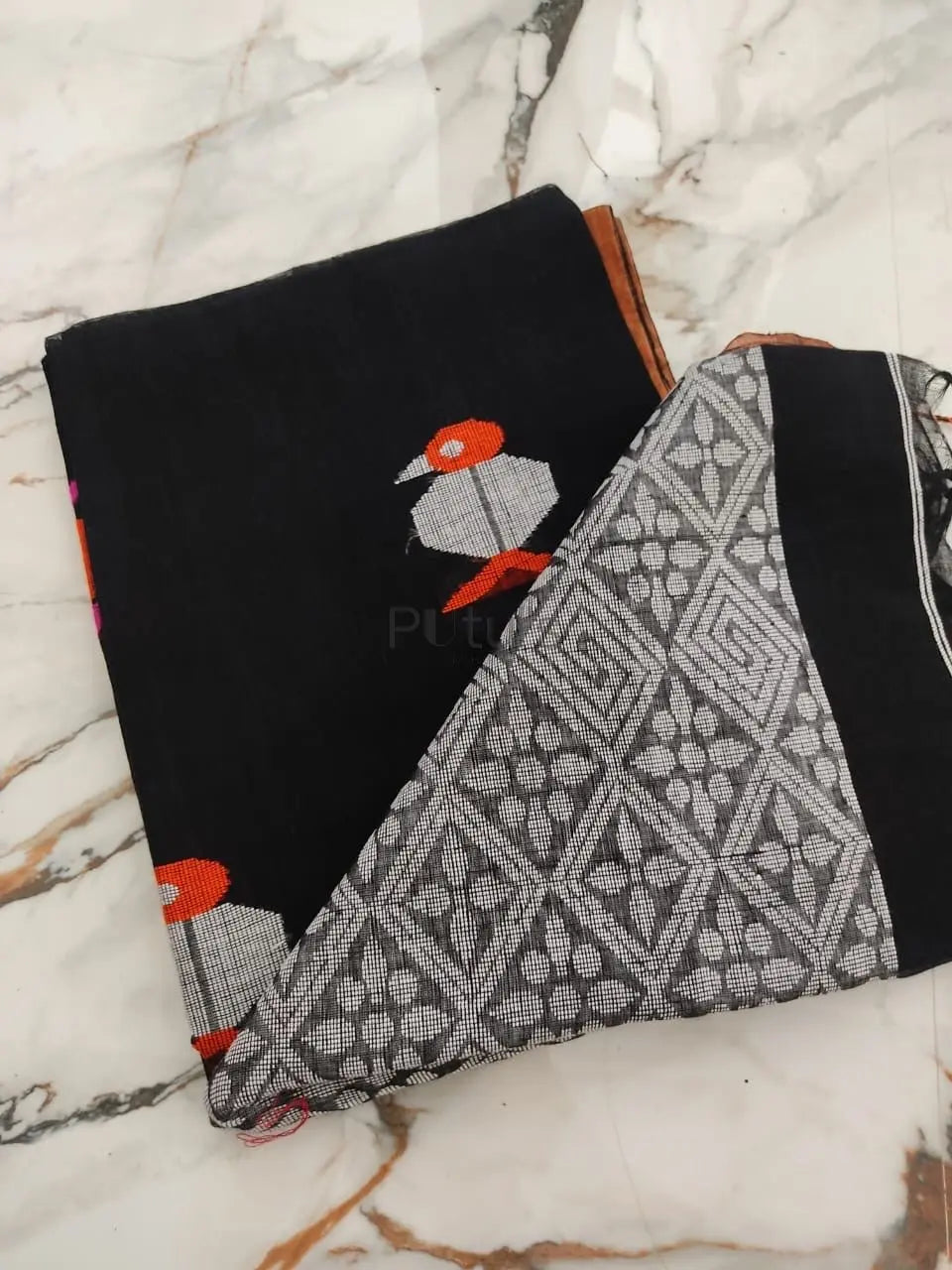 Linen bird saree Putul's Fashion