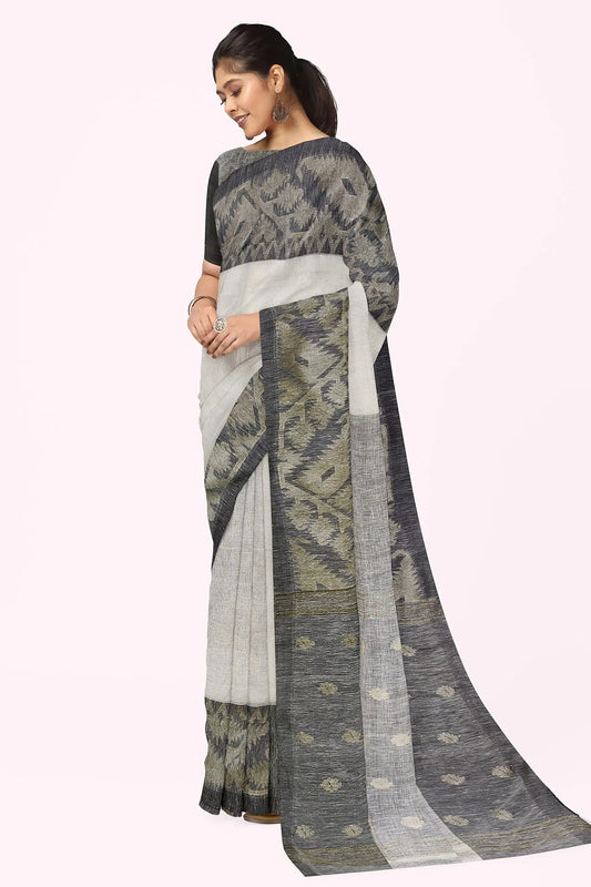 Linen Jamdani black white My Store