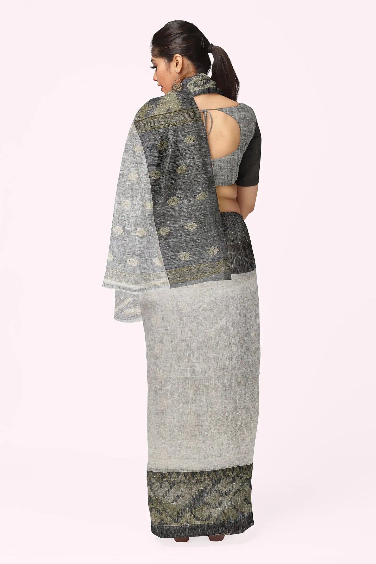 Linen Jamdani black white My Store