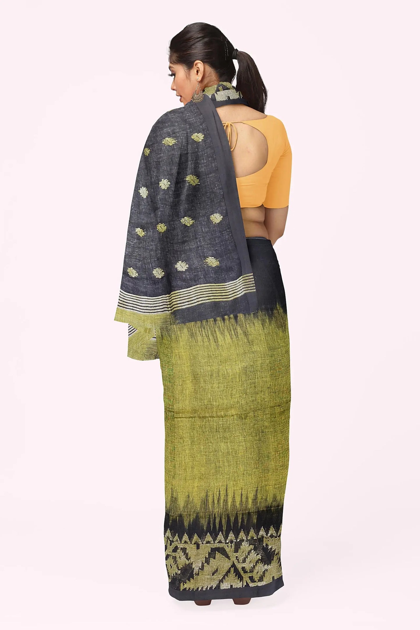 Linen Jamdani saree yellow My Store