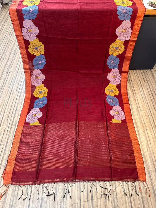 Motka saree in hibiscus design Putul's Fashion