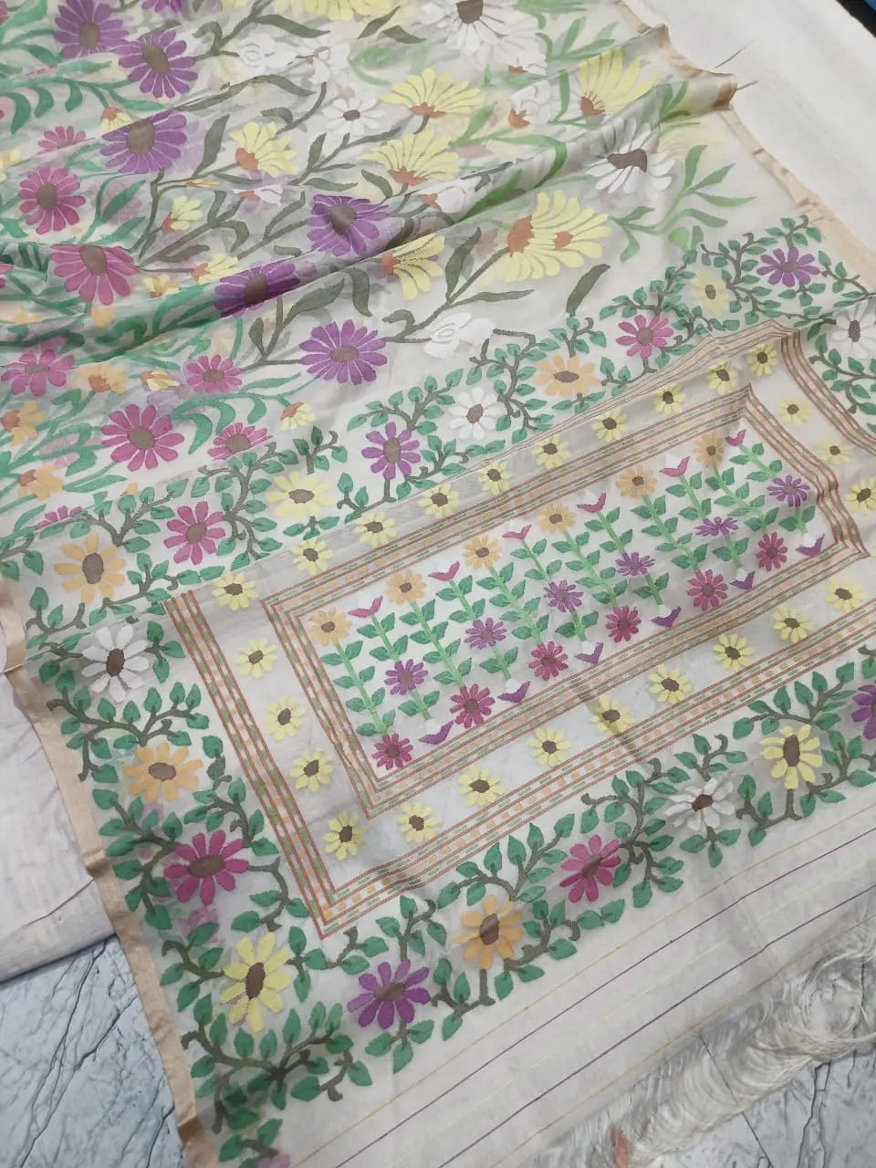 Muslin hand weave pure Jamdani Putul's fashion