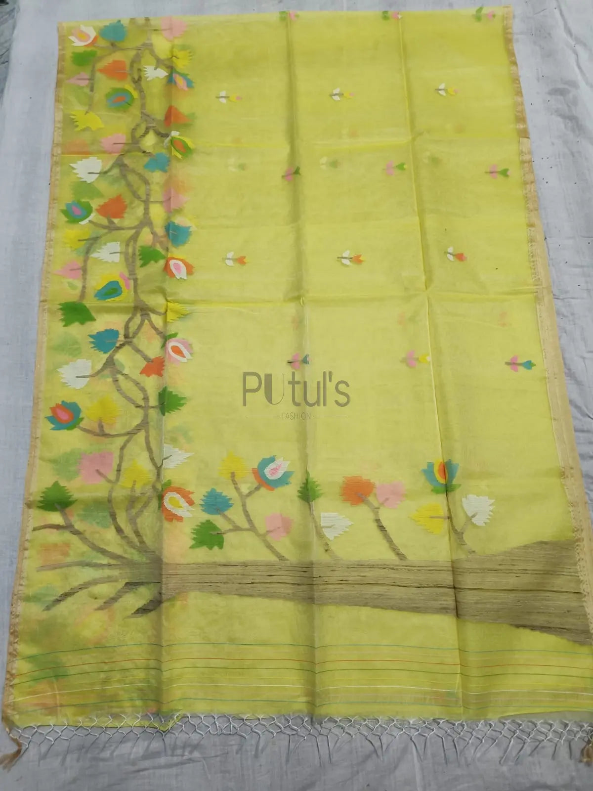 Muslin handweaving jamdani Original from Bengal mystic green Putul's Fashion