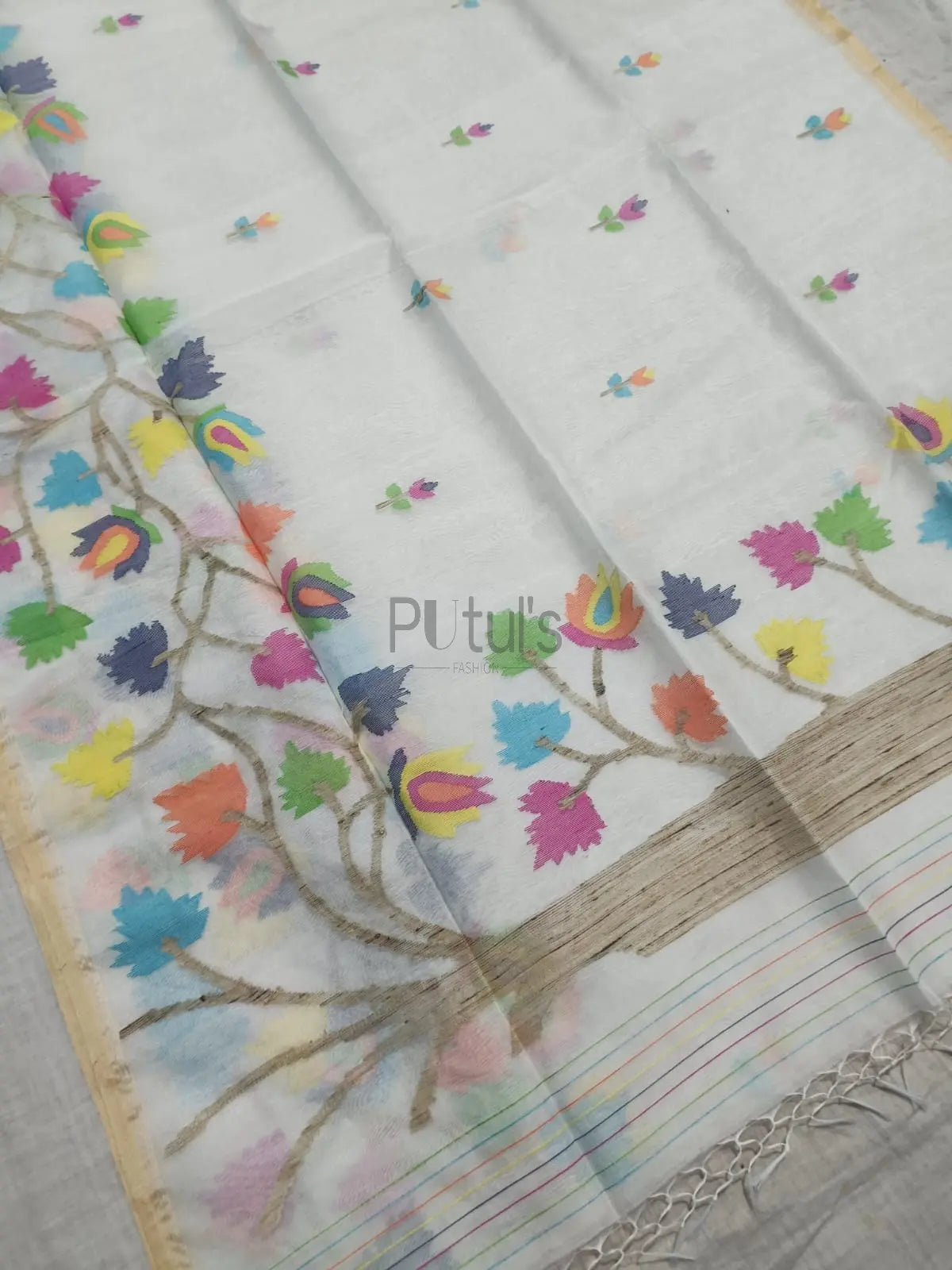 Muslin handweaving jamdani Original from Bengal mystic green Putul's Fashion