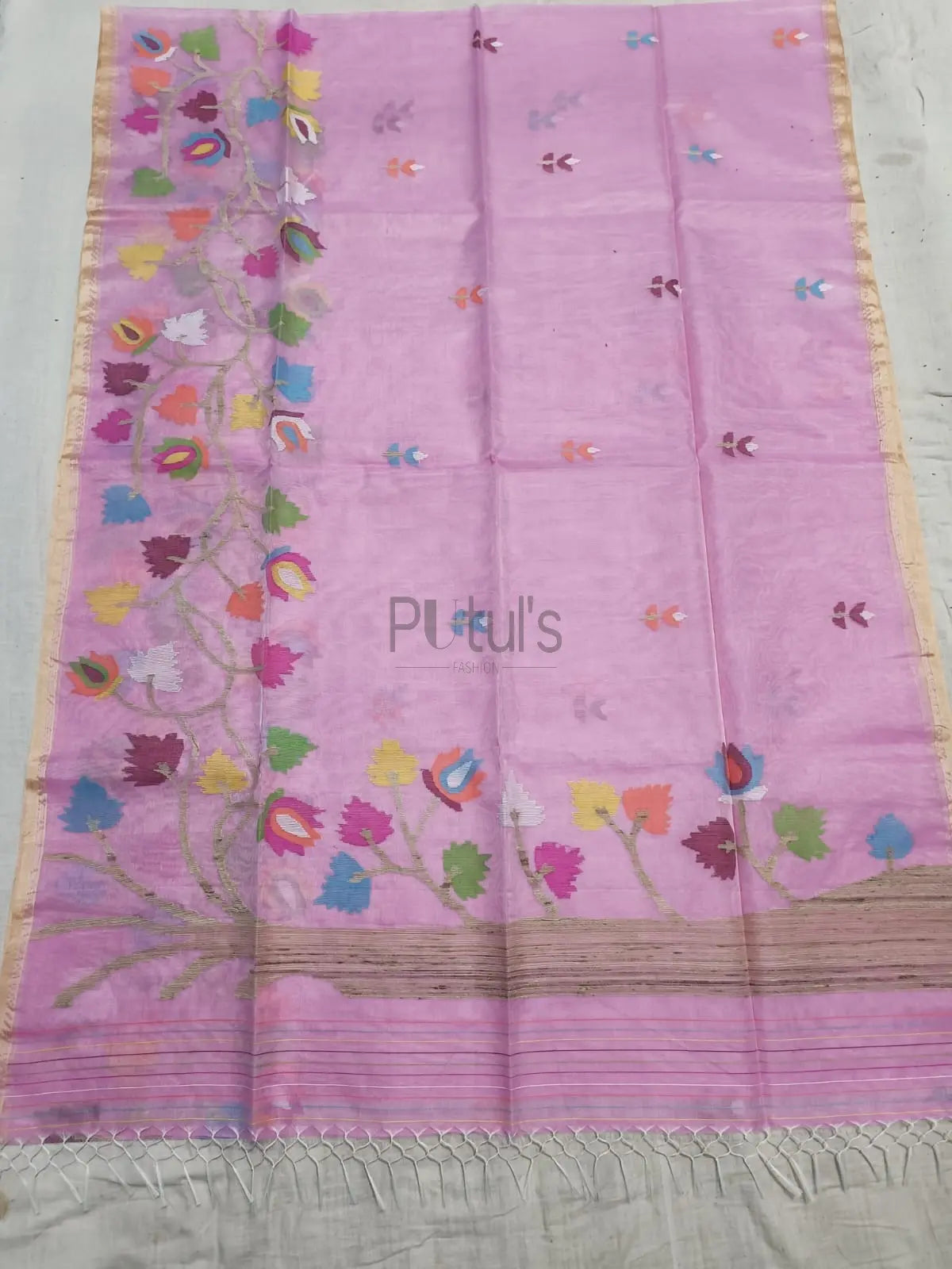 Muslin handweaving jamdani Original from Bengal mystic green Putul's Fashion