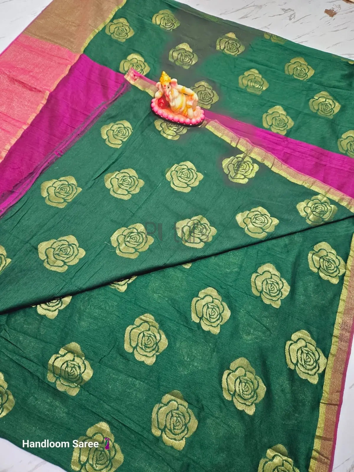 Rose motif modal cotton jamdani saree Putul's Fashion