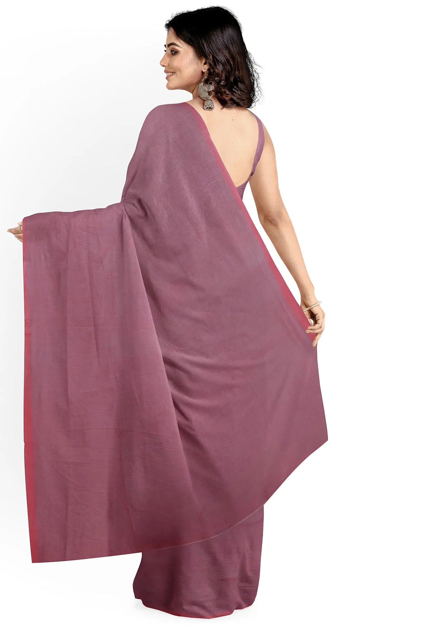 Self colour soft handloom Chocolate red and green dual tone Putul's fashion